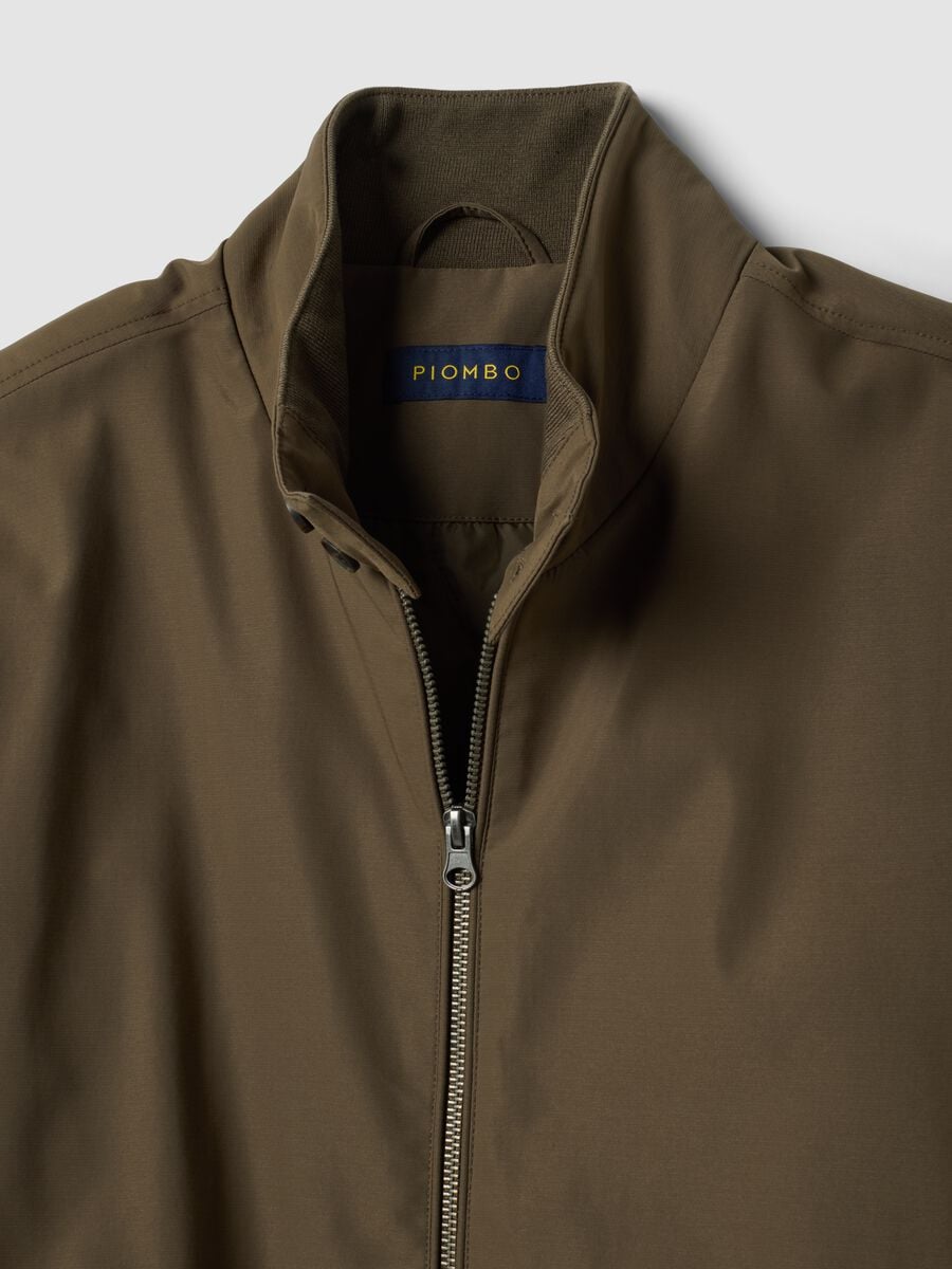 Green regular-fit jacket with zip and high collar_2