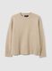 Beige stretch fabric oversized fit pullover with crew neck_4