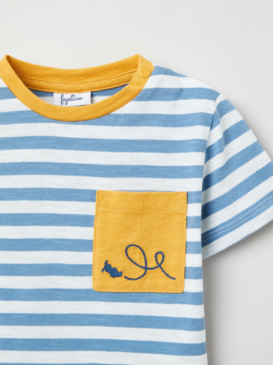Striped cotton T-shirt with embroidery_2