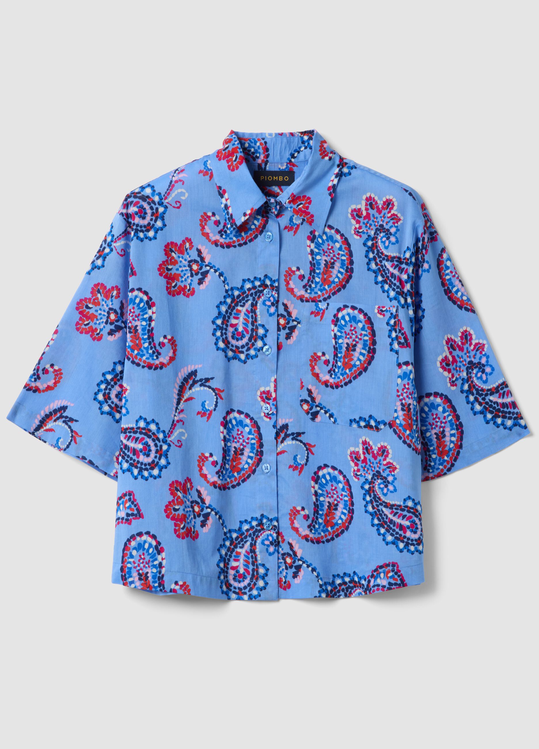 Camisa multicolor de algod&oacute;n puro con estampado y corte oversize