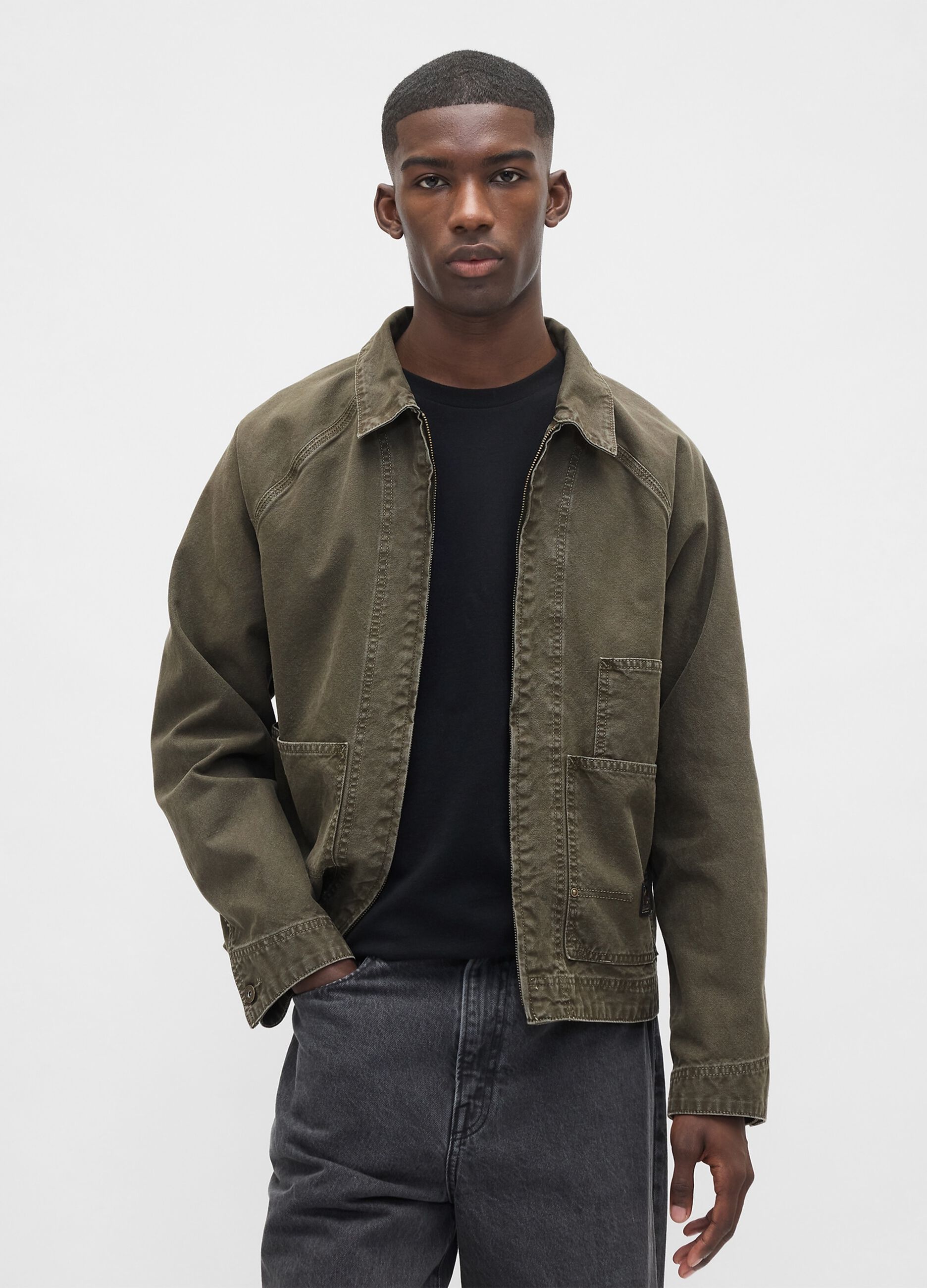 Green jacket in pure cotton