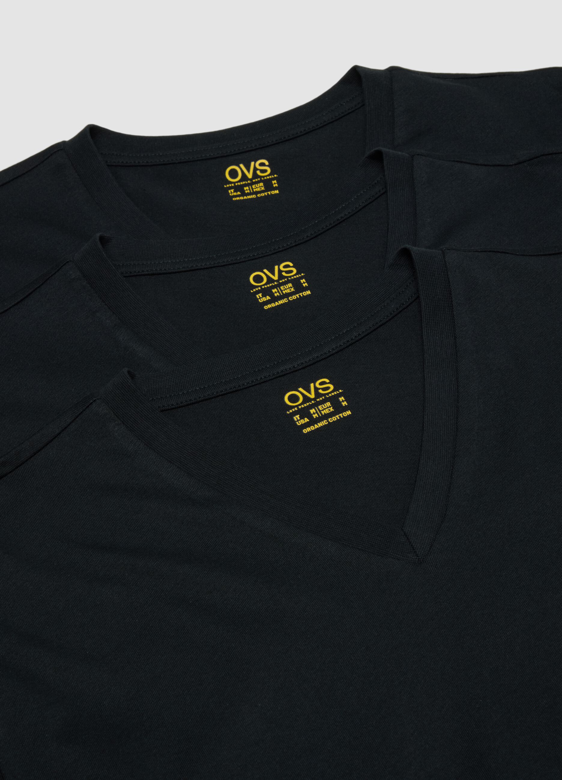 3-pack of blue organic cotton V-neck T-shirts