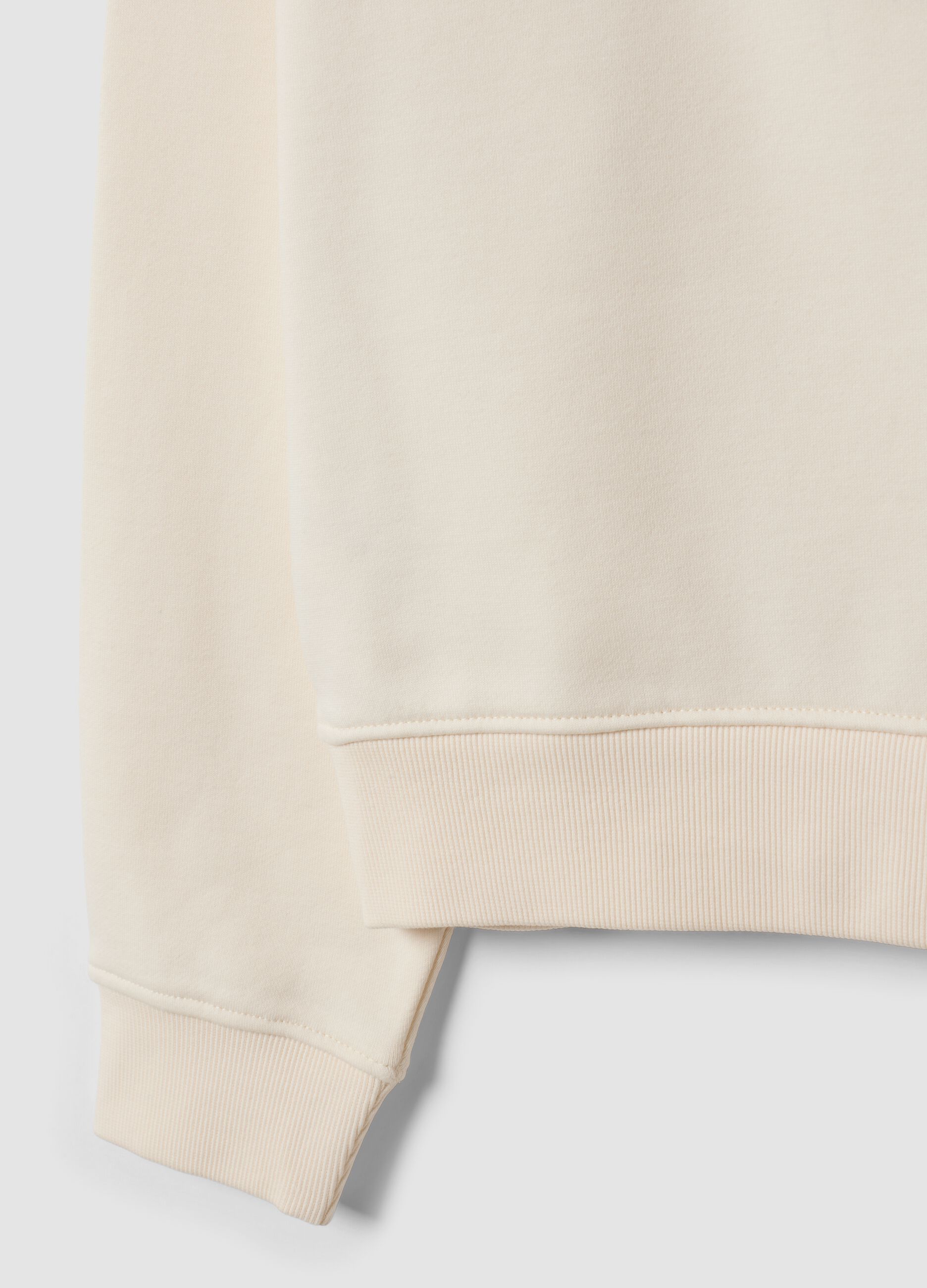 White cotton-blend crew-neck sweatshirt, regular fit