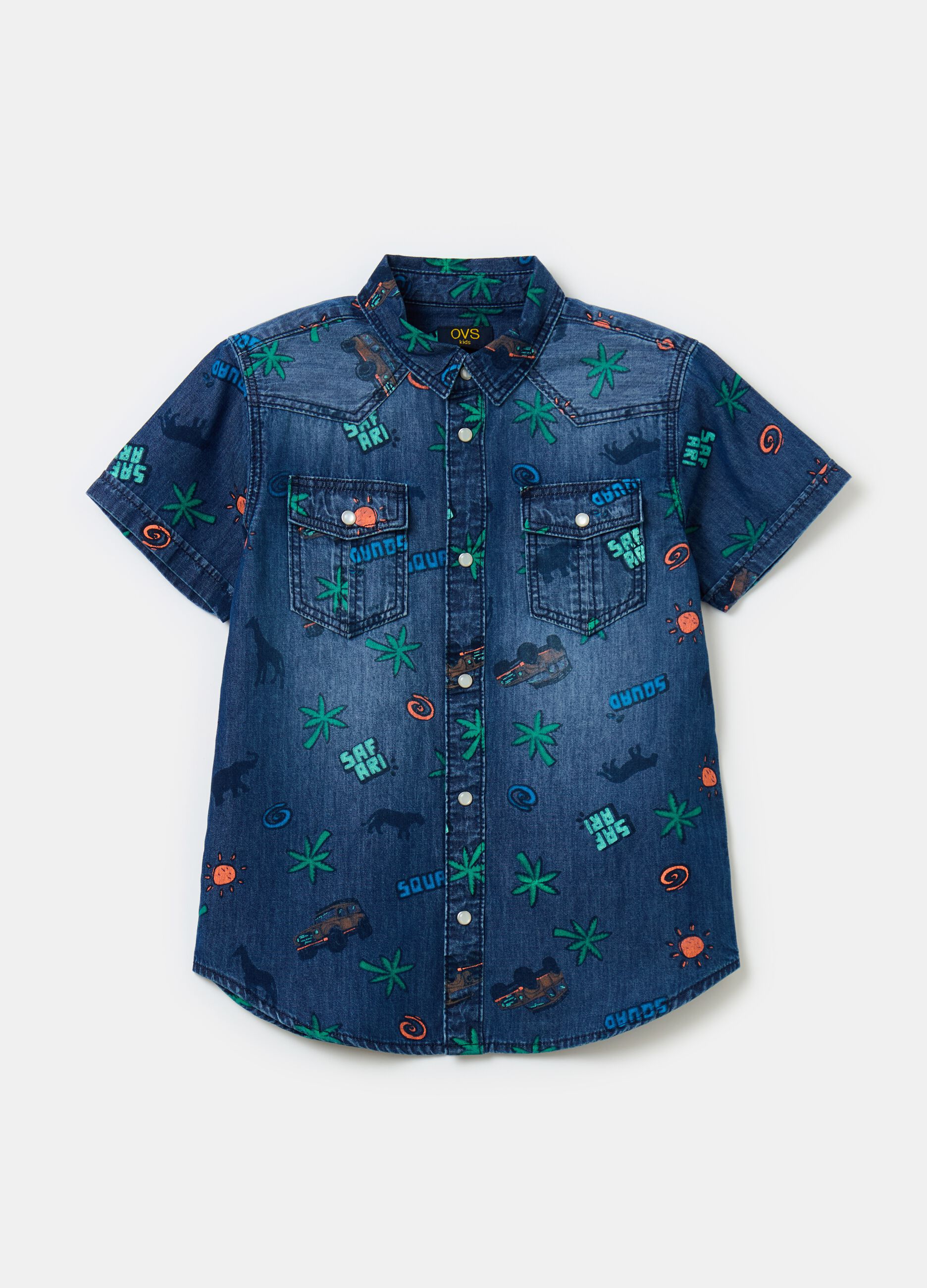 Denim shirt with print