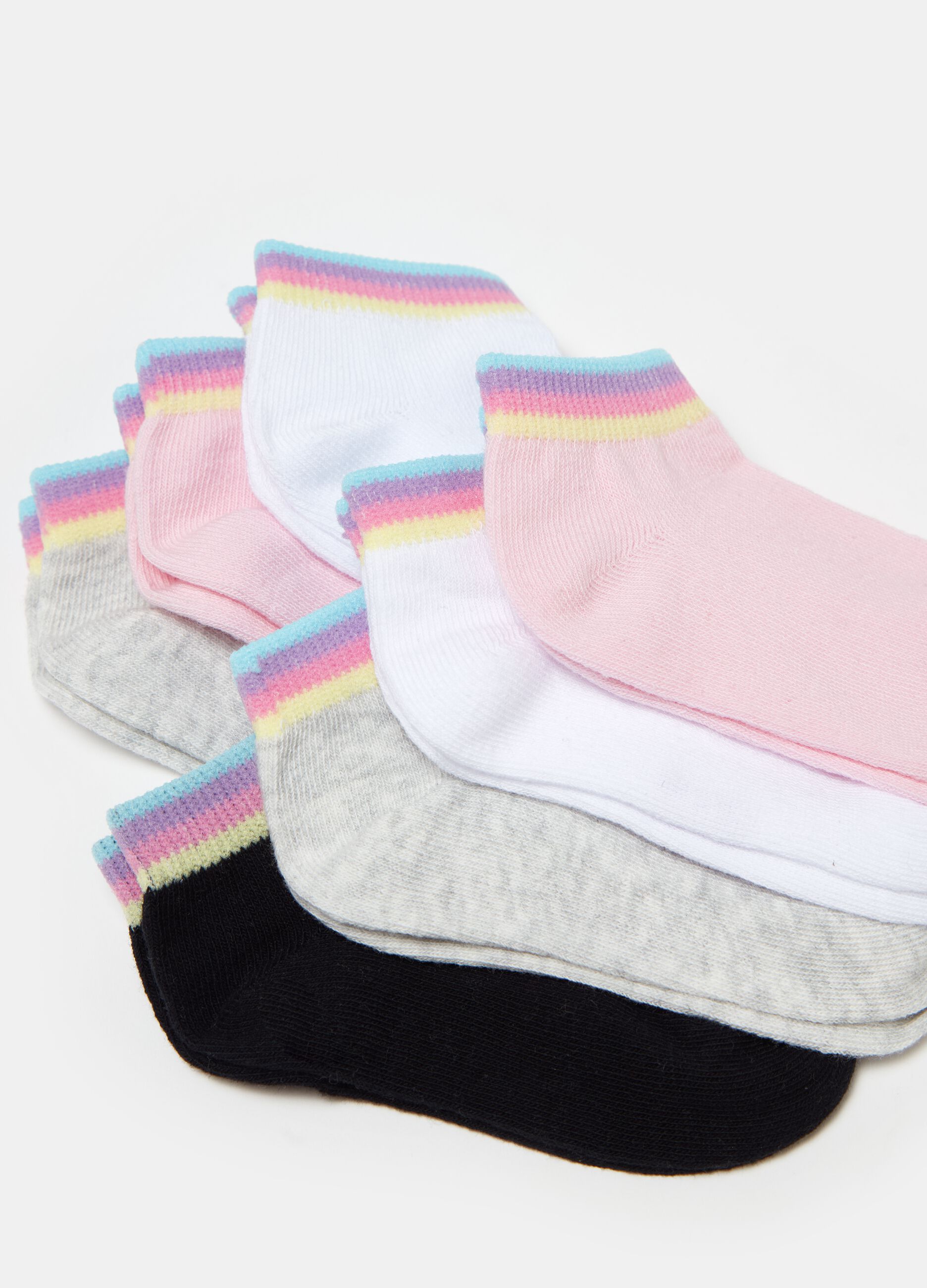 Seven-pair pack short socks in organic cotton