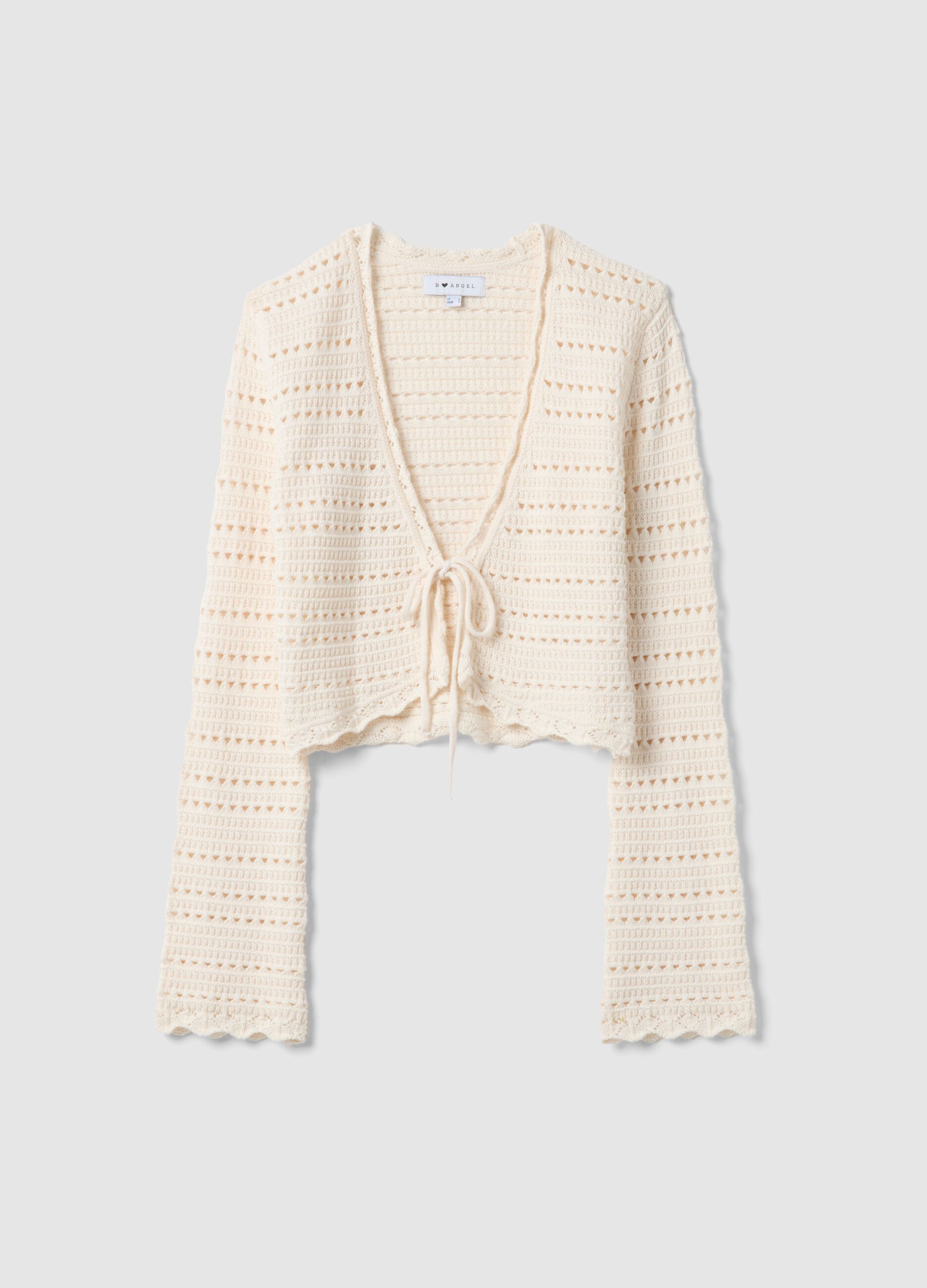 Wei&szlig;er Cardigan aus reiner Baumwolle mit Regular Fit und Lochmuster