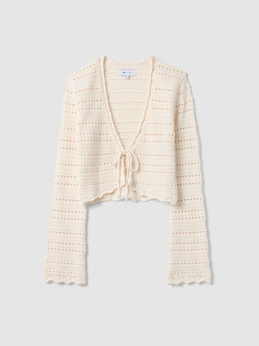 Wei&szlig;er Cardigan aus reiner Baumwolle mit Regular Fit und Lochmuster_4