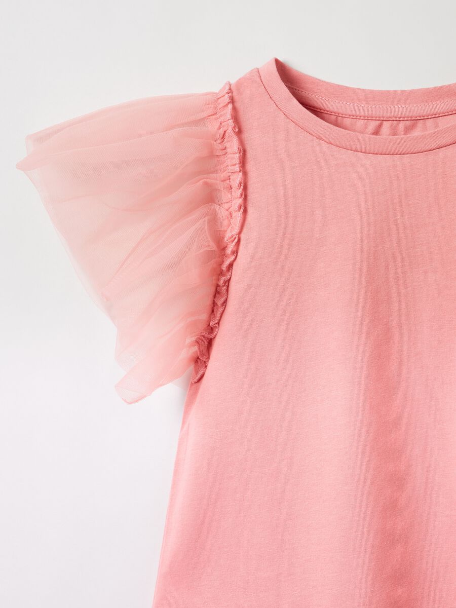 Cotton T-shirt with tulle sleeves_2