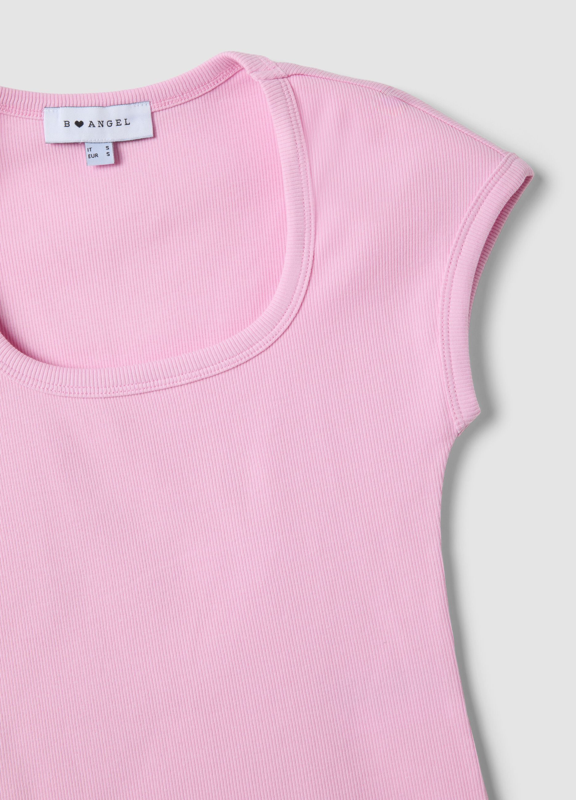 Pink stretch-cotton T-shirt