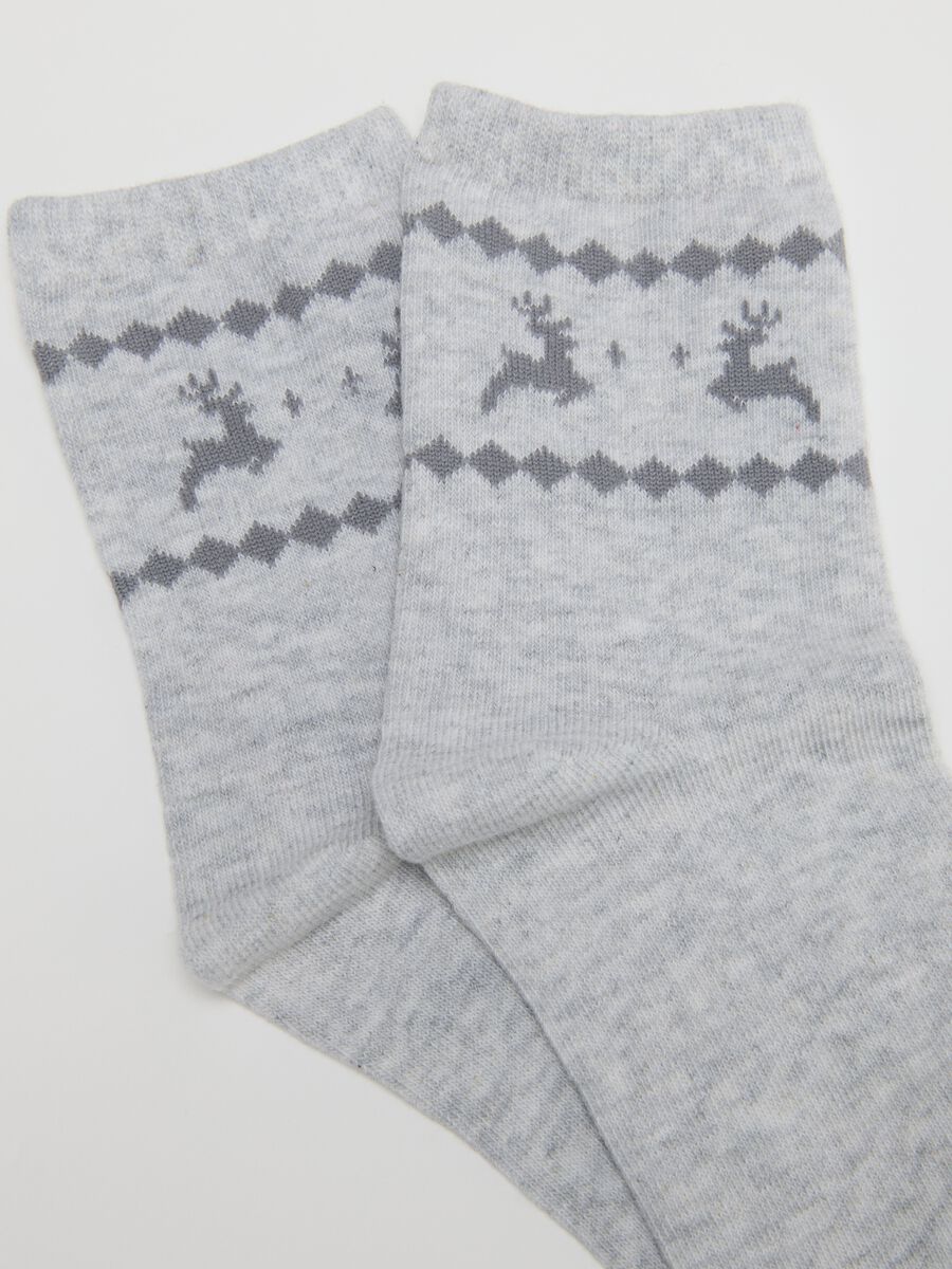 Multicoloured Christmas Socks Twin Pack in Cotton Blend_2