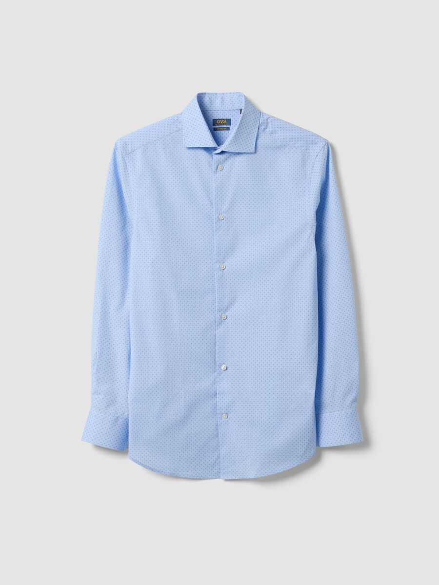 Light blue stretch cotton poplin shirt with spread collar_4