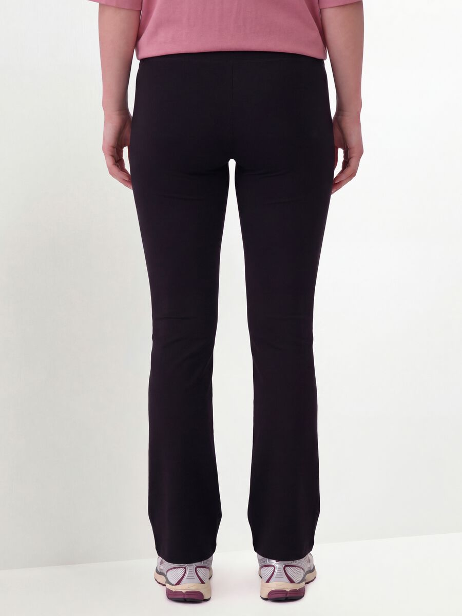 Black flared leggings in stretch cotton_3