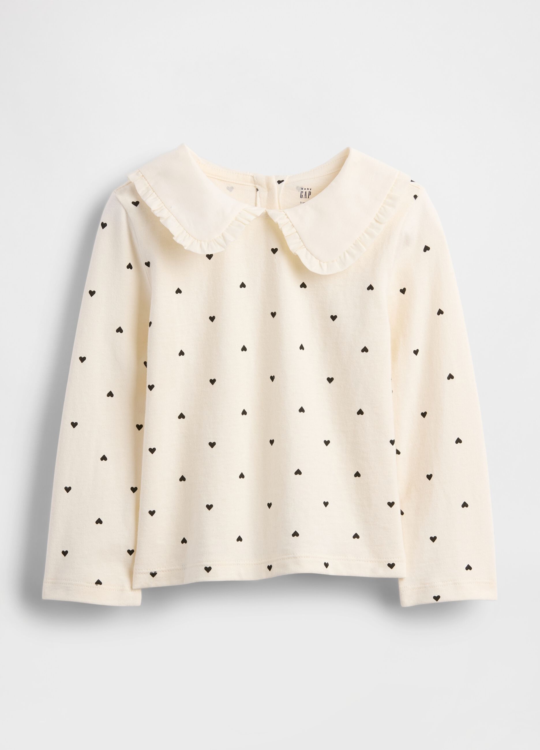 White Long Sleeve Top with Decorative Collar