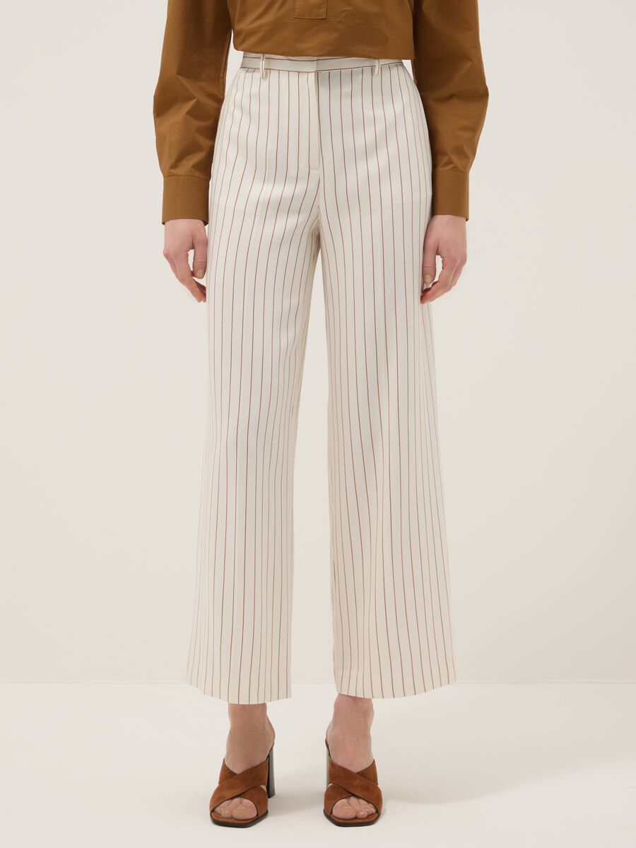 Multicolour Striped Viscose Blend Trousers with Oversized Fit_1