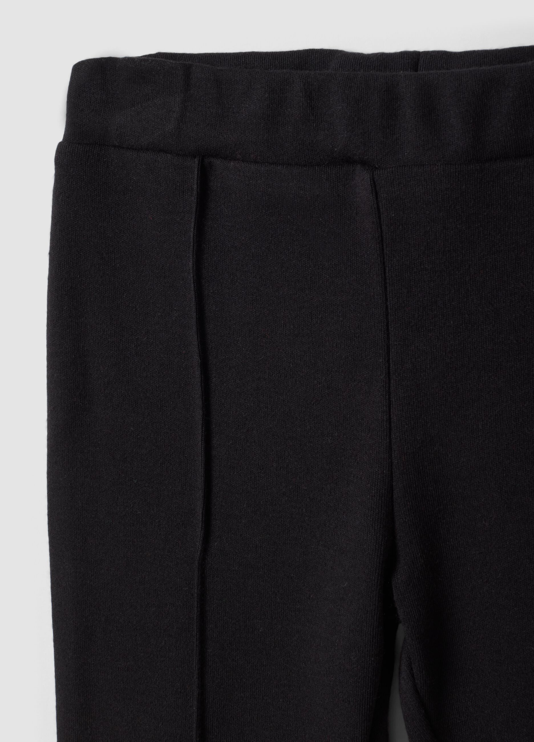 Black flared stretch cotton leggings for baby girl