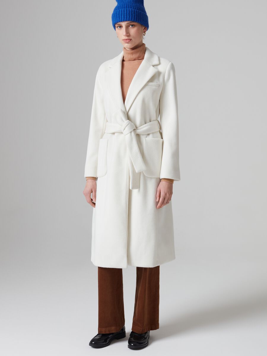 Cloth coat with belt_0