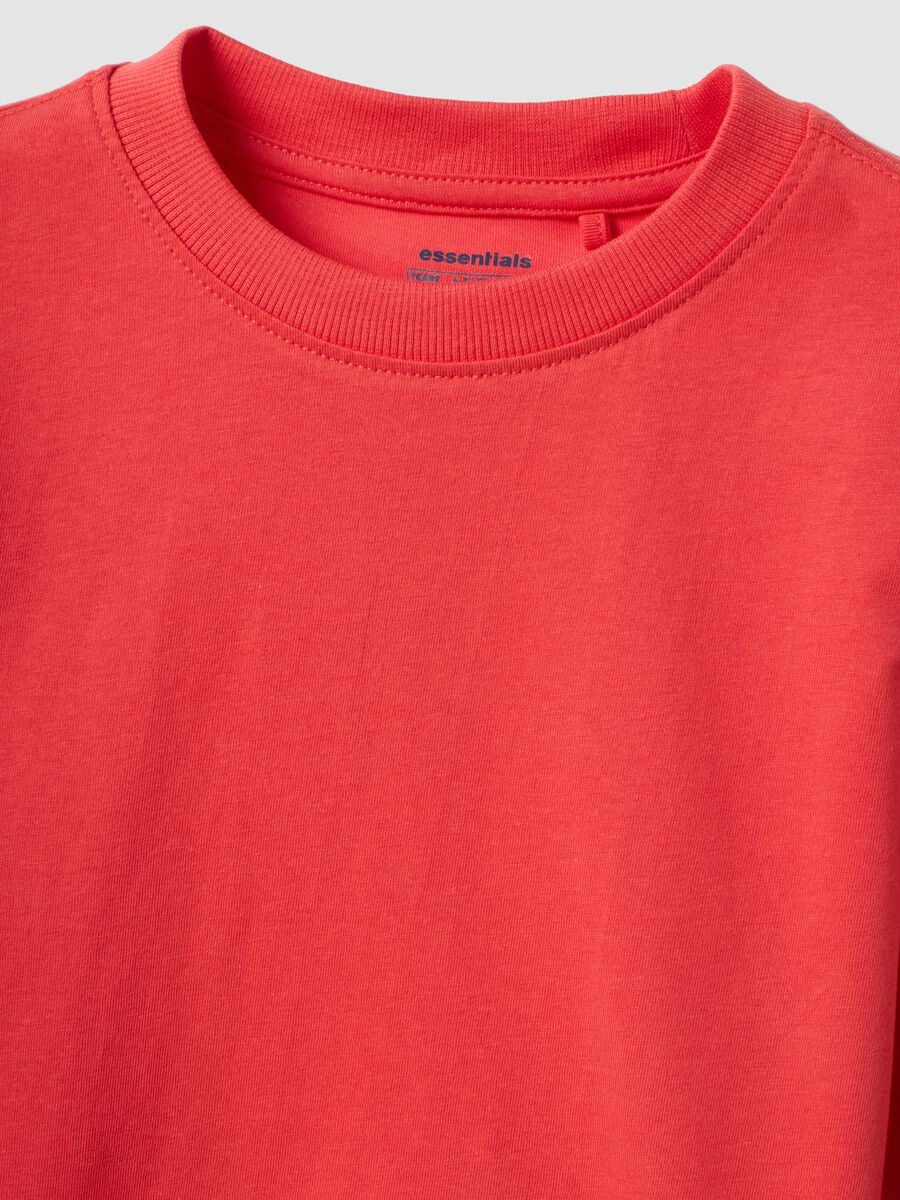 Red pure organic cotton crew-neck T-shirt for boys, regular fit_2