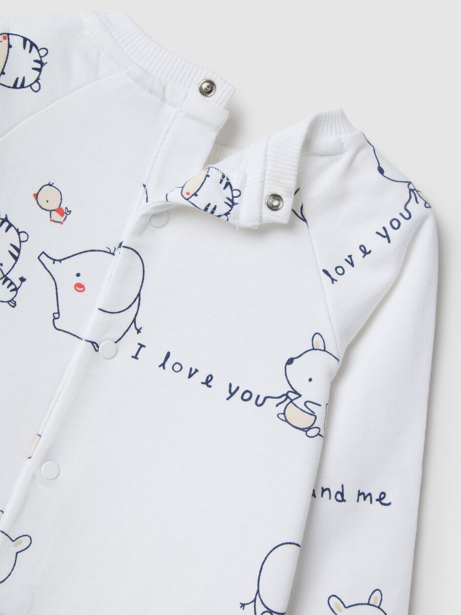 White newborn bodysuit in pure cotton with prints_3