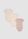 Tripack di body rosa e beige in cotone organico a maniche corte per neonati e bimbi_0