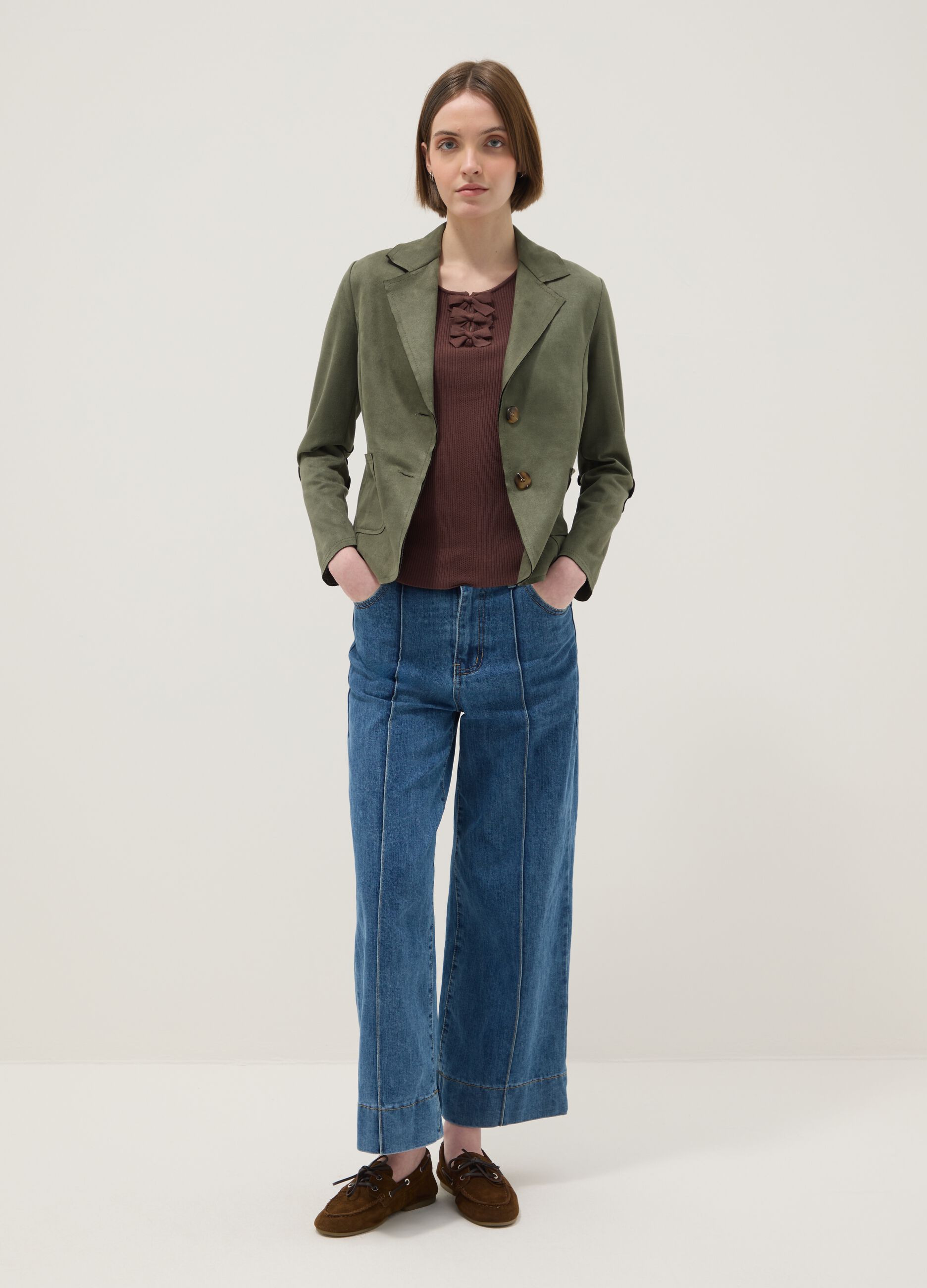 Gr&uuml;ne leichte Jacke im Regular Fit mit Taschen