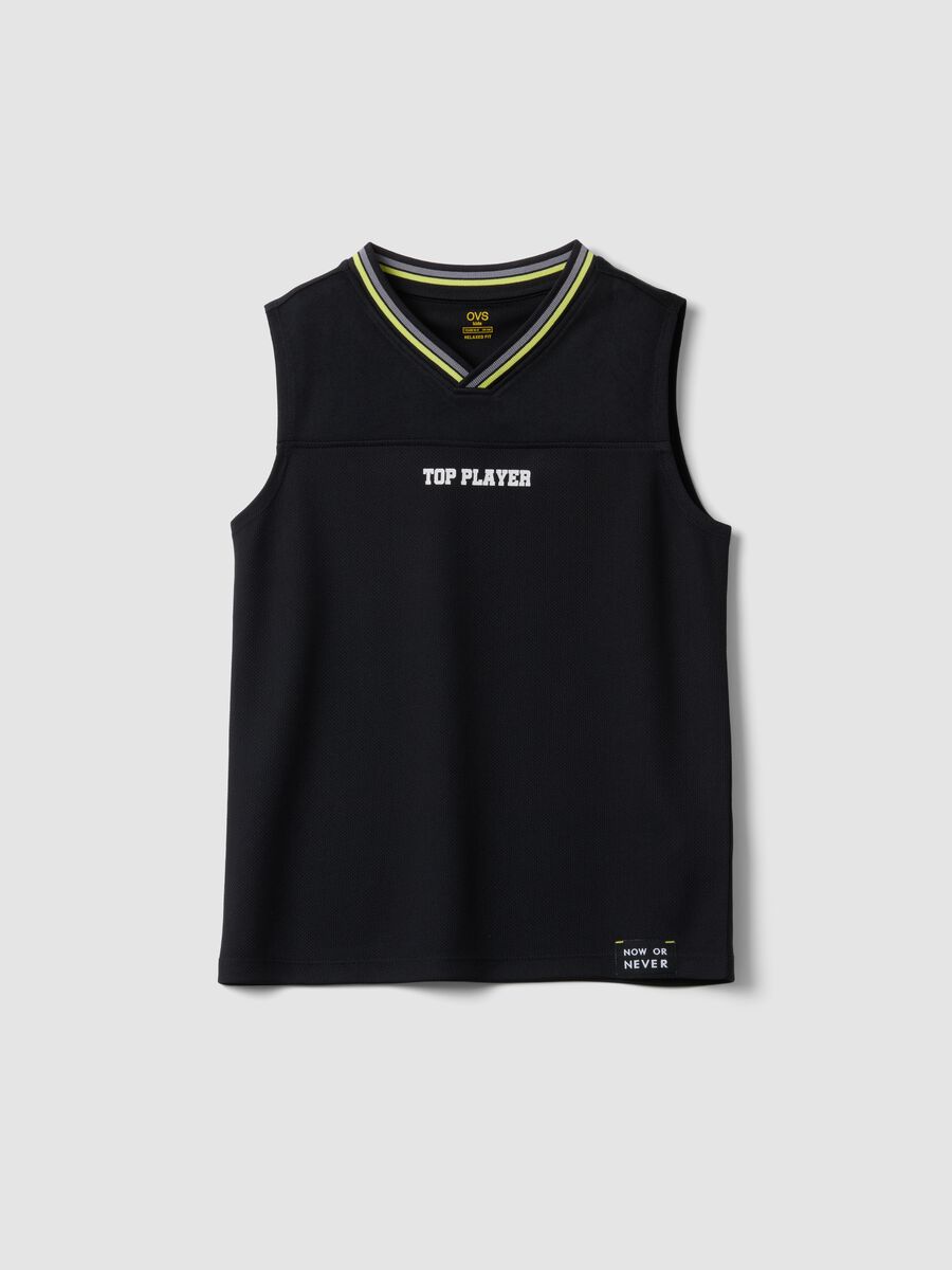 Black sporty V-neck vest_0