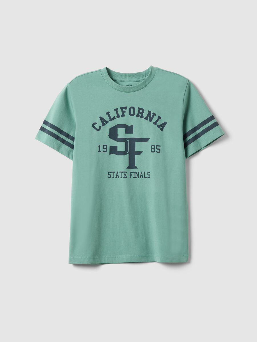 Boys&rsquo; green pure cotton T-shirt with graphic details, regular fit_3
