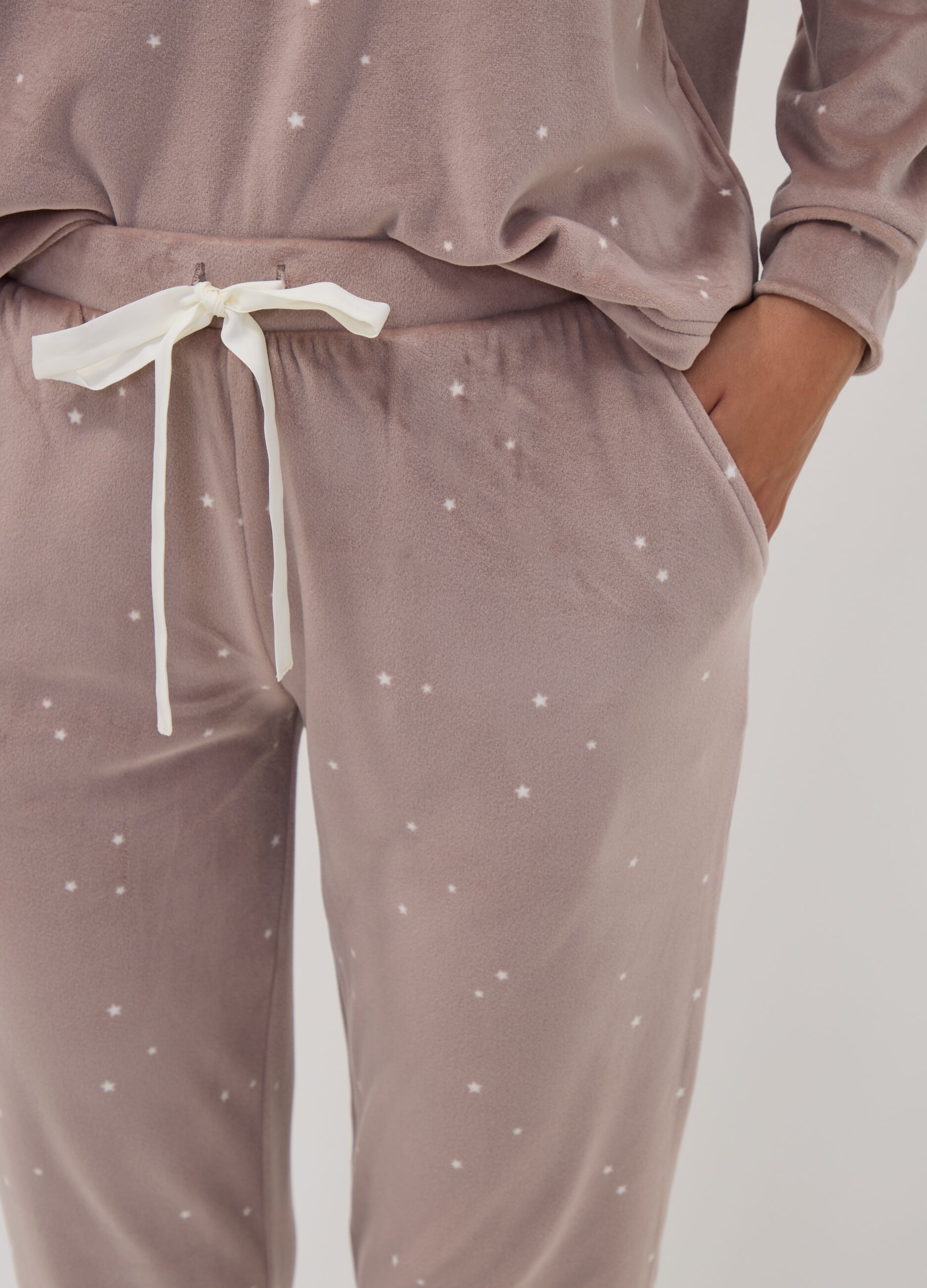 Brown star-print stretch pyjama trousers