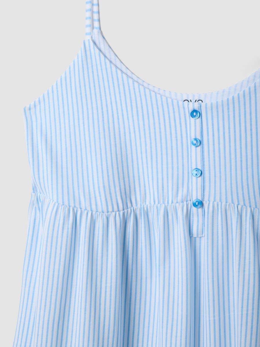 Pure cotton nightdress with white and light blue stripes and straps_5