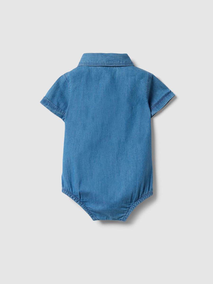 Regular fit pure cotton denim bodysuit for girls_1