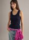 Blue regular fit stretch cotton tank top_3