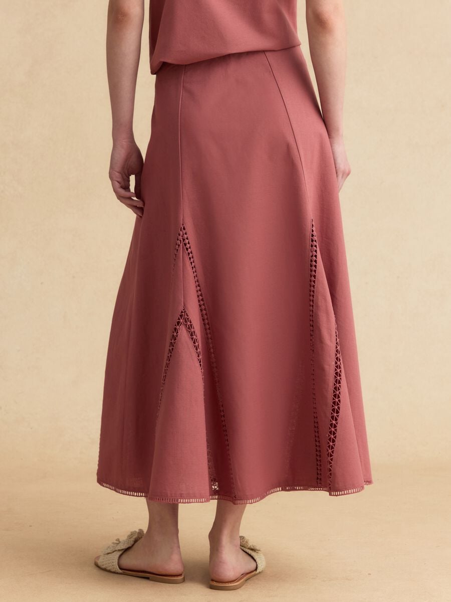 Pink cotton-linen blend skirt with openwork detailing_2