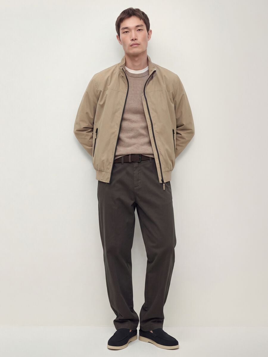 Green cotton chino trousers, regular fit_0