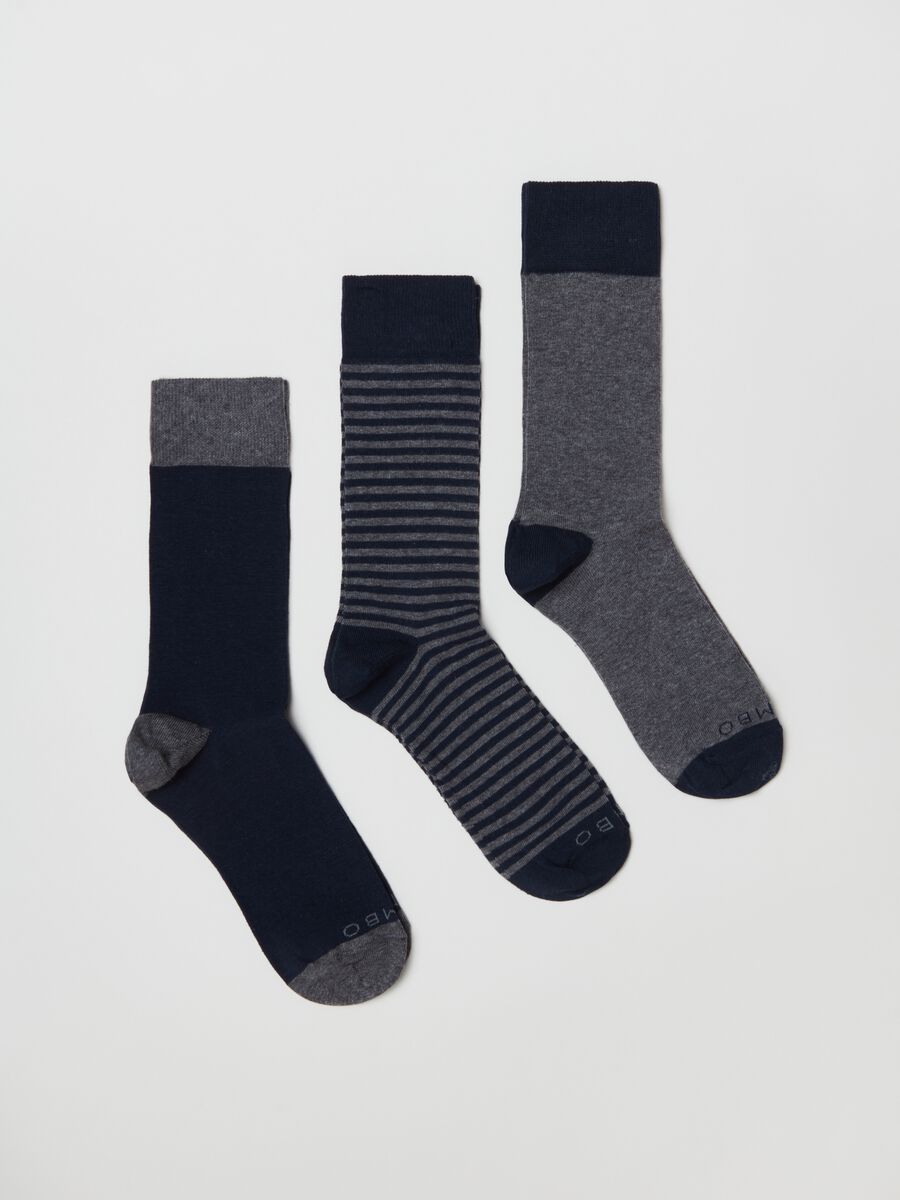 Three-pair pack short stretch socks with stripes_0