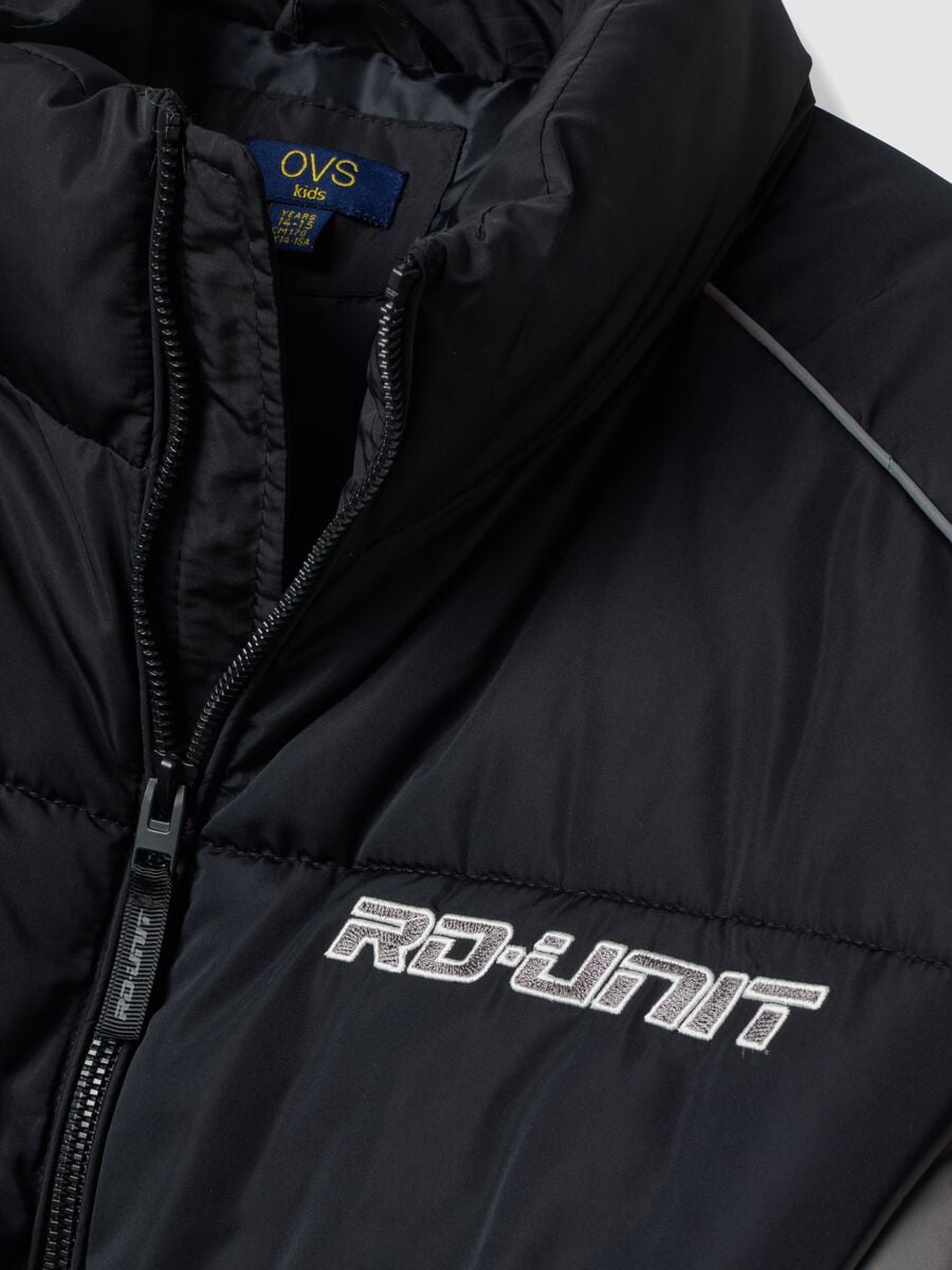 Black padded jacket, regular fit, with zip_2