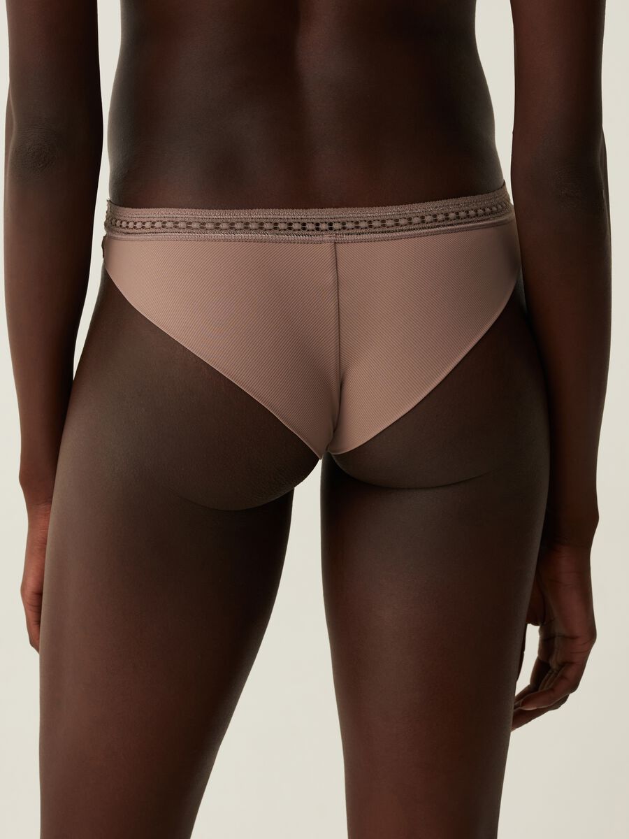 Microfibre Brazilian-cut briefs with lace on the front_2