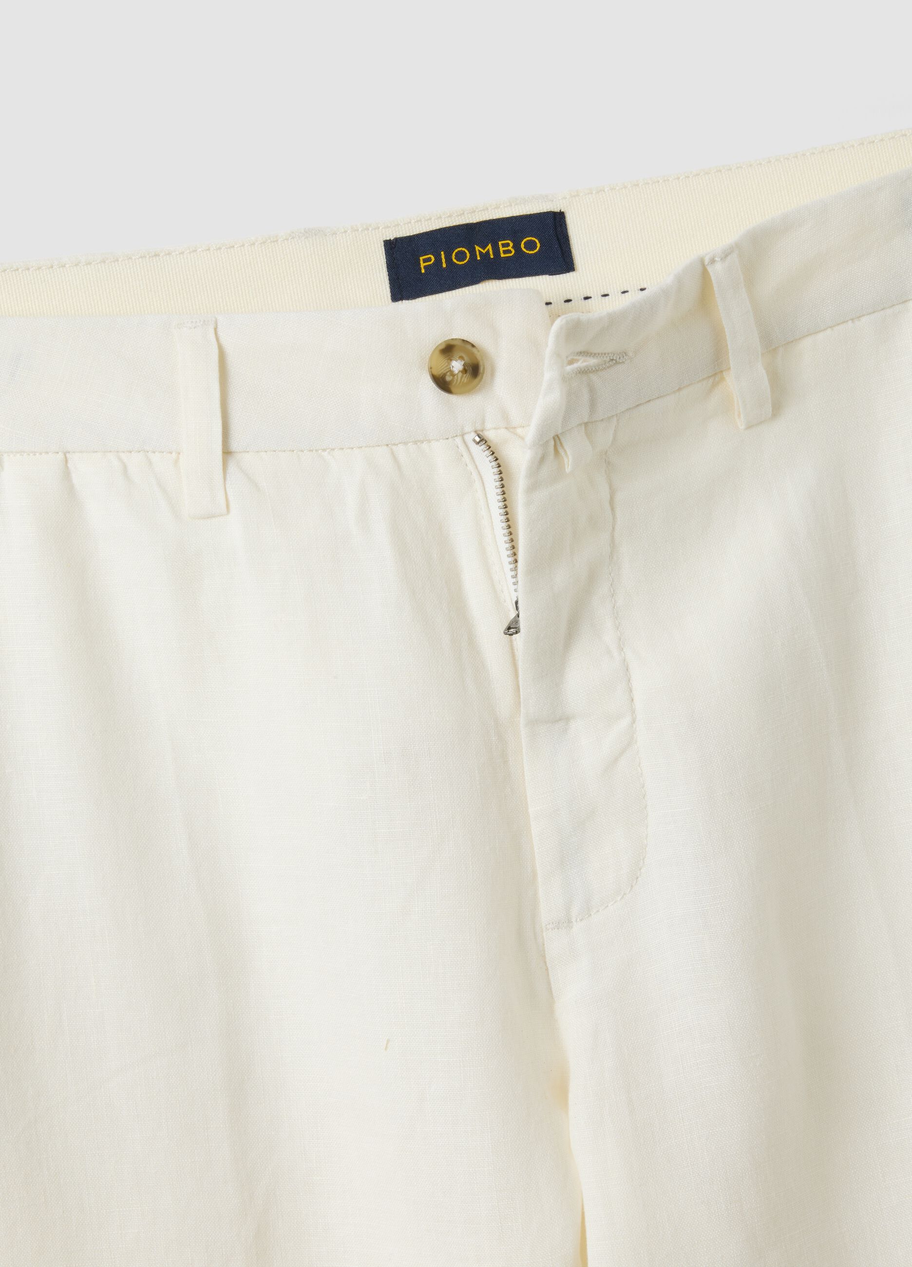 Wei&szlig;e Chinohose aus reinem Leinen, Regular Fit