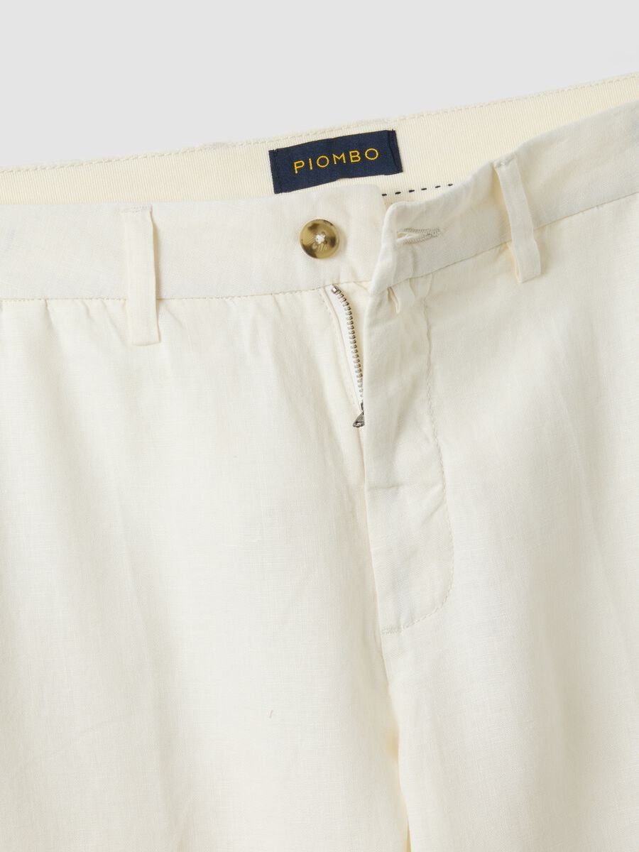 White pure linen chino trousers, regular fit_5