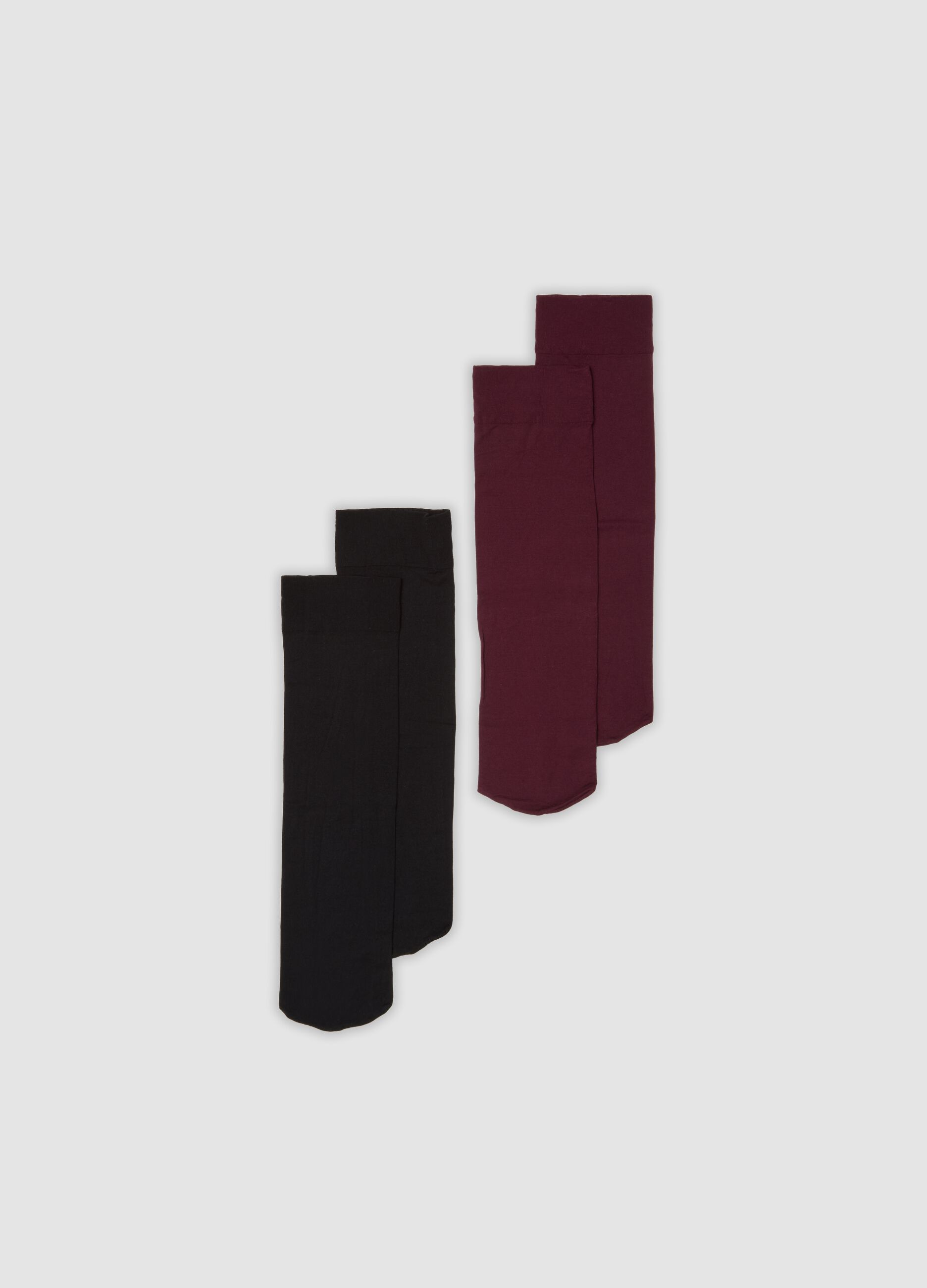 2er-Pack Kniestr&uuml;mpfe in Schwarz und Rot aus elastischem Material