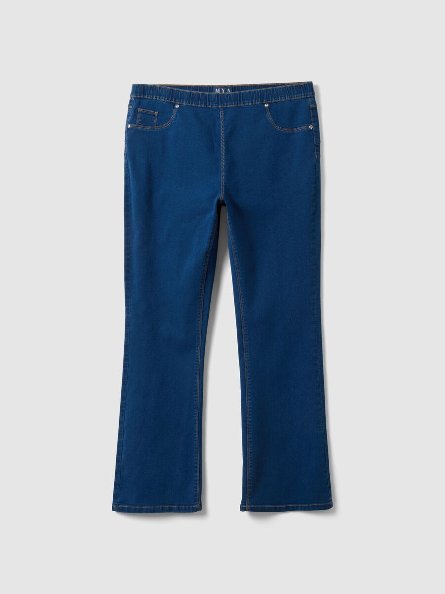 Blue Bootcut Trousers in Stretch Cotton Regular Fit_4