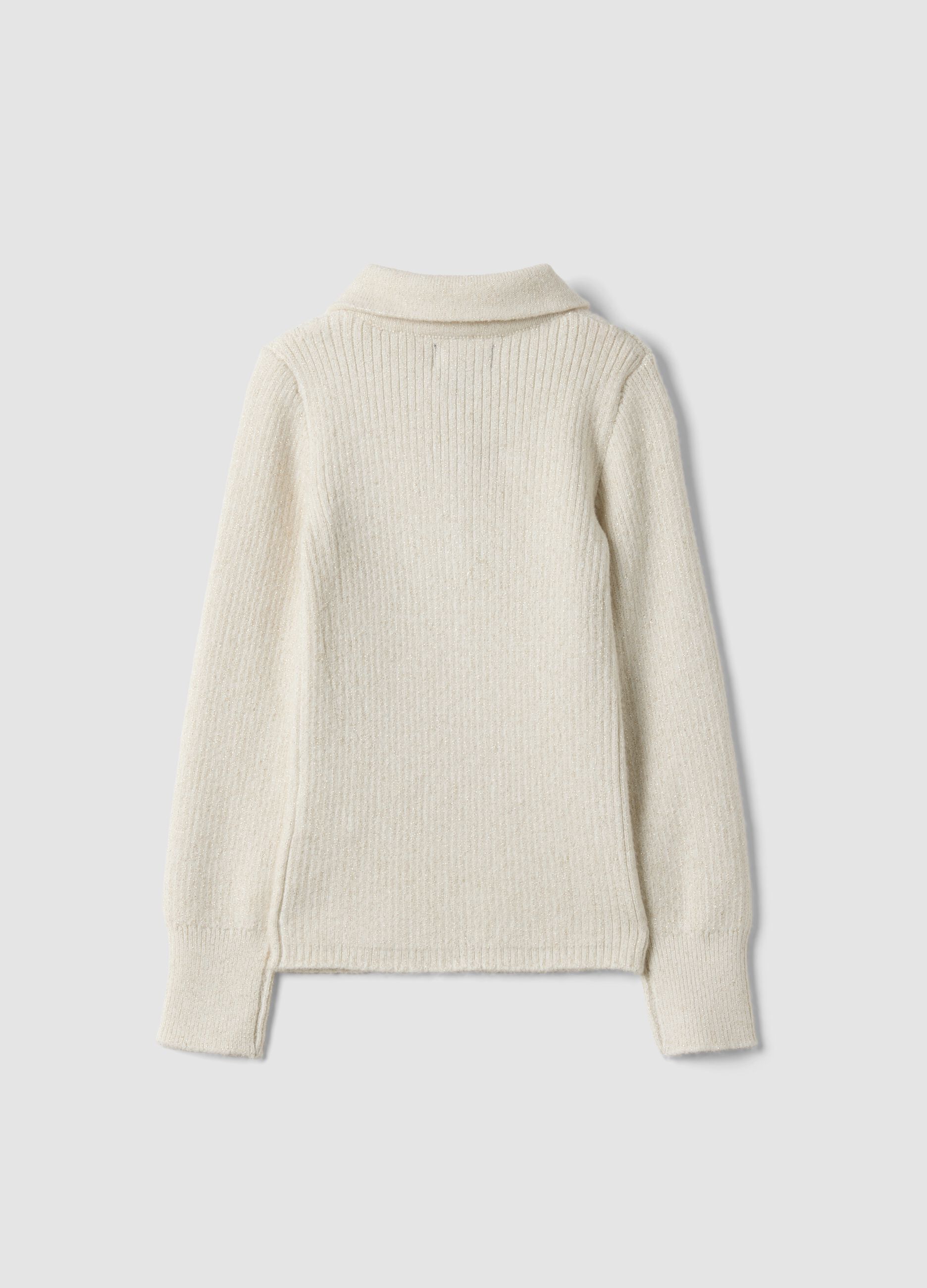 Girls&rsquo; white ribbed viscose-blend top
