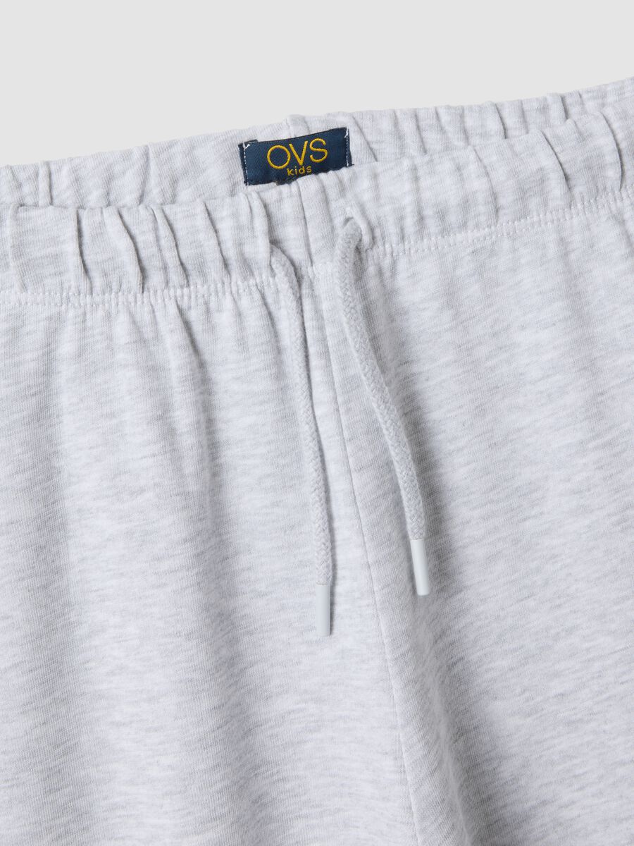 Pantaloni culotte grigio melange in misto cotone e viscosa_2