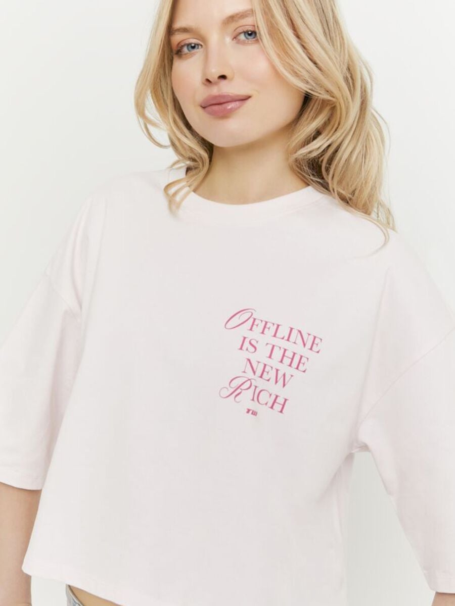 Rosa T-Shirt aus reiner Baumwolle mit kurzen &Auml;rmeln_1