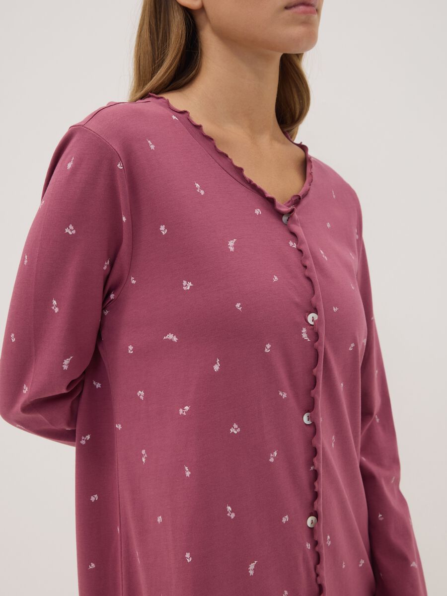 Purple organic cotton nightdress with crew neck_2