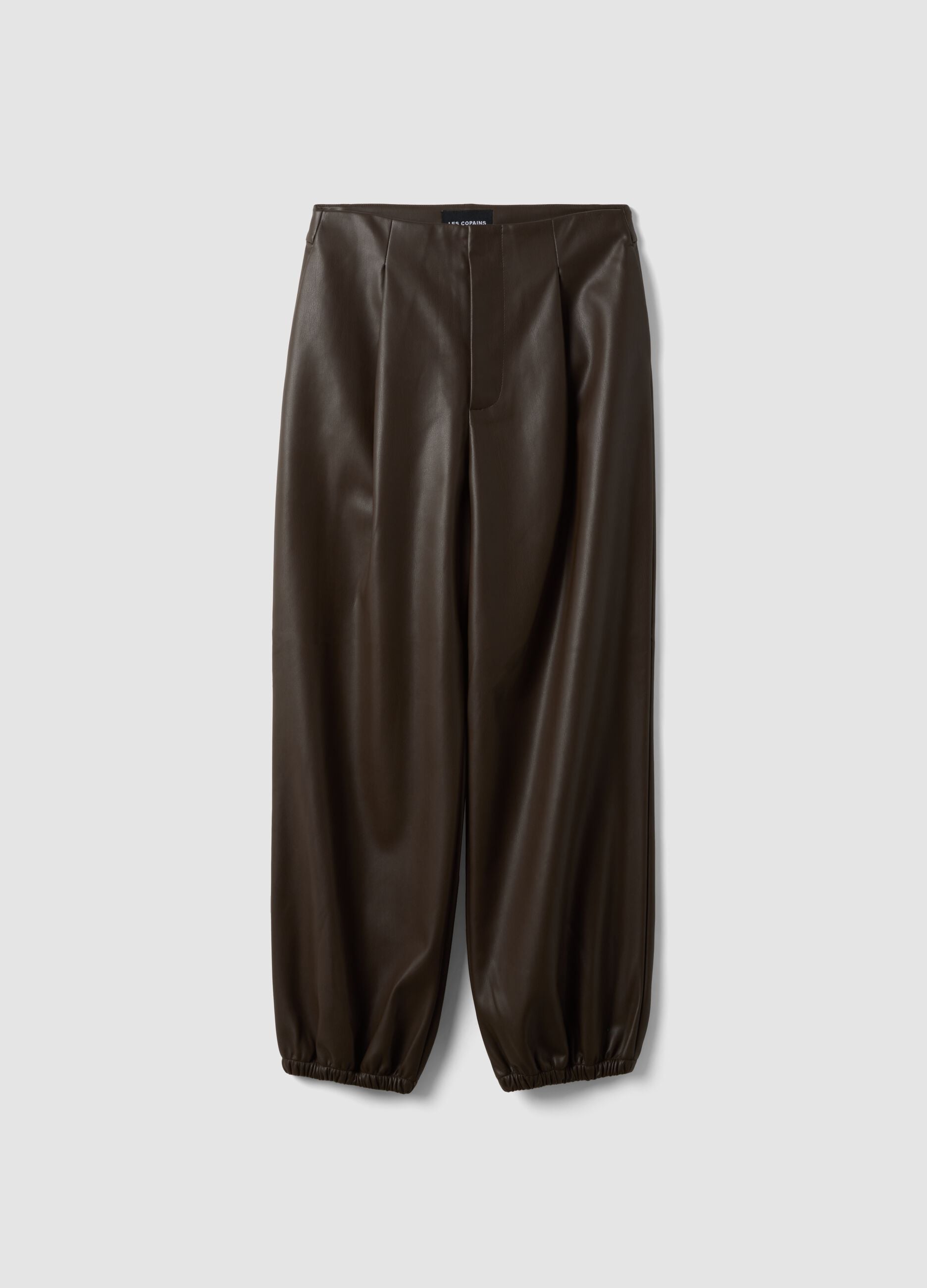Brown barrel-fit trousers with regular waist