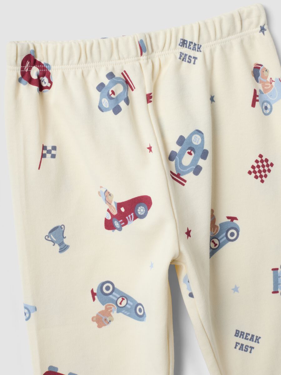 Pyjama blanc en coton bio avec imprim&eacute; petites voitures pour b&eacute;b&eacute; et enfant_3