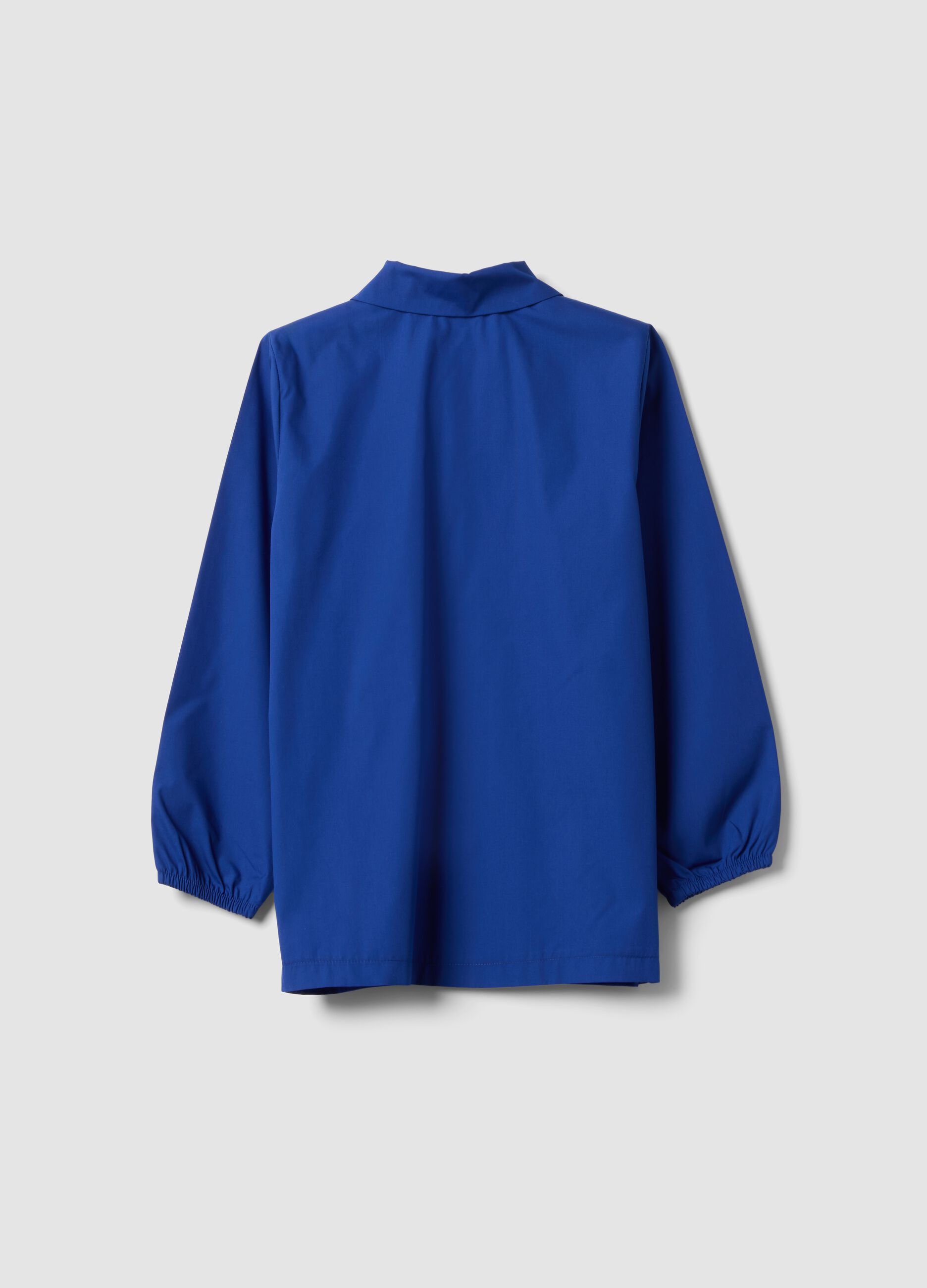 Blue boys&rsquo; school smock with zip and Sonic embroidery