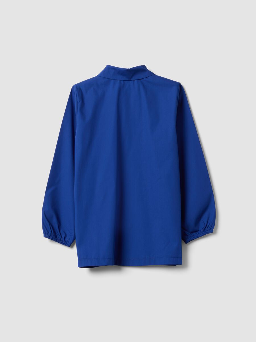 Blue boys&rsquo; school smock with zip and Sonic embroidery_1