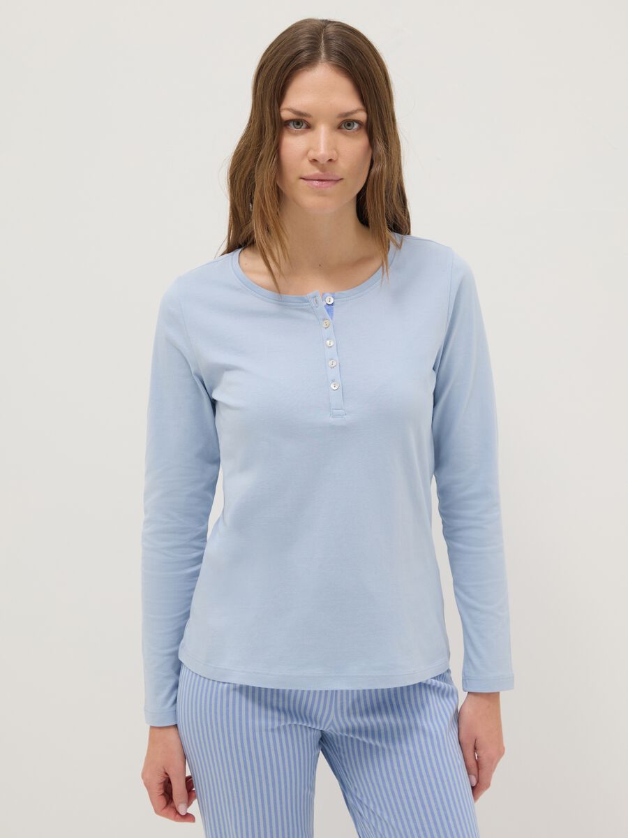 Blue striped pyjamas in pure cotton regular fit_1