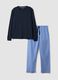 Brauner gestreifter Pyjama aus reiner Bio-Baumwolle, Regular Fit_4