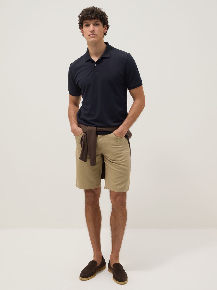 Beige pure cotton regular-fit shorts_1